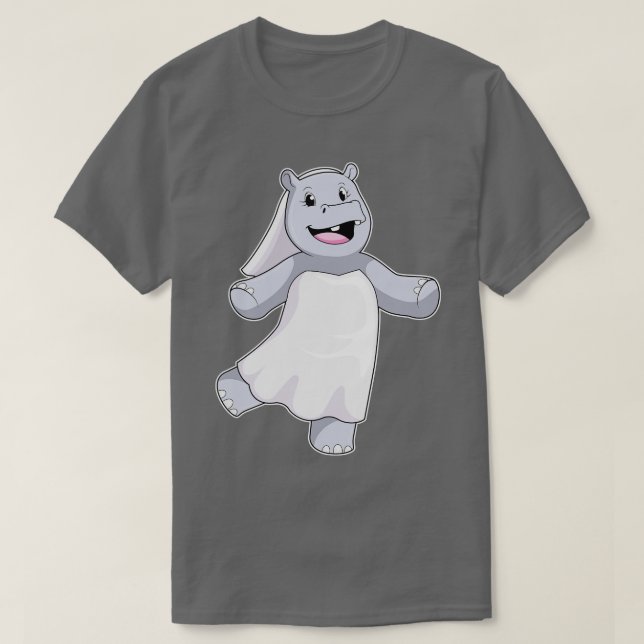 Hippo as Bride with Veil T-Shirt (Design Front)