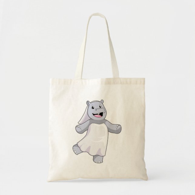 Hippo as Bride with Veil Tote Bag (Front)