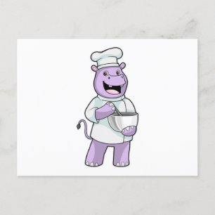 Hippo as Chef with Bowl Postcard