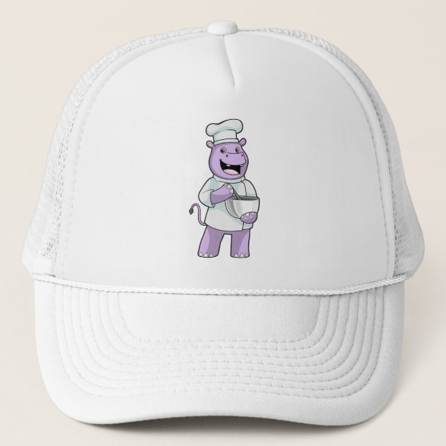 Hippo as Chef with Bowl Trucker Hat (Front)