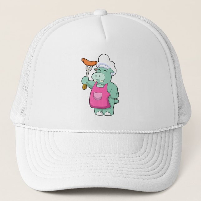Hippo as Cook with Sausage Trucker Hat (Front)