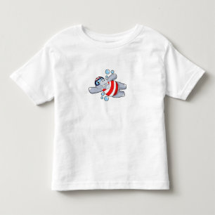 Hippo as Diver with Swimming goggles Toddler T-shirt