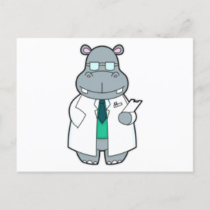 Hippo as Doctor with Smock Postcard