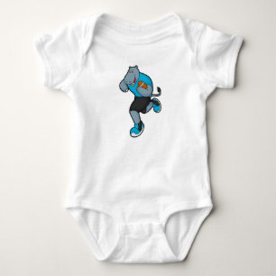 Hippo as Football player with Football Baby Bodysuit