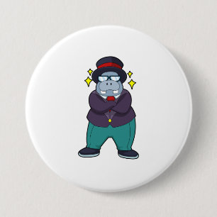 Hippo as Groom with Suit.PNG 3 Inch Round Button