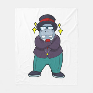 Hippo as Groom with Suit.PNG Fleece Blanket