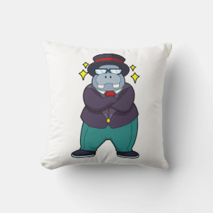 Hippo as Groom with Suit.PNG Throw Pillow