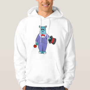 Hippo as Groom with Suit & Rose Hoodie