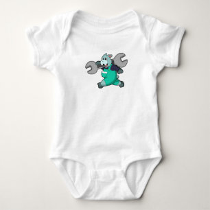 Hippo as Mechanic with Wrench Baby Bodysuit