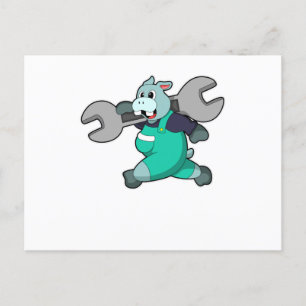 Hippo as Mechanic with Wrench Postcard