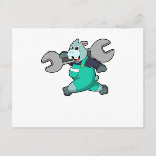 Hippo as Mechanic with Wrench Postcard