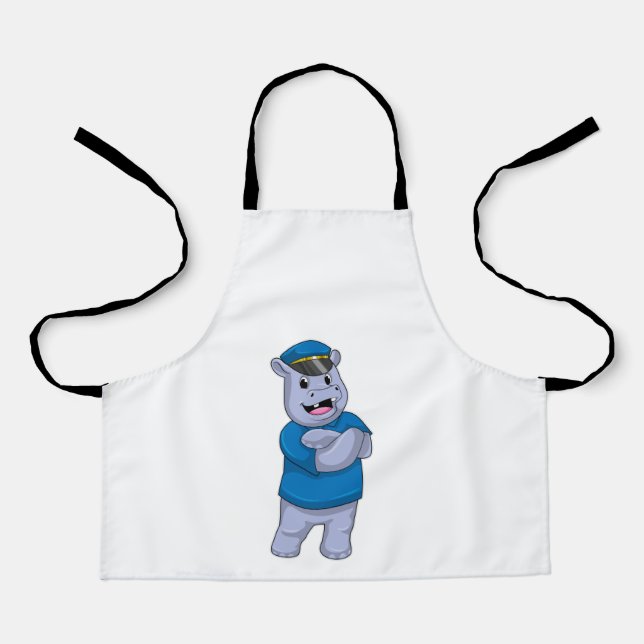 Hippo as Police officer with Police hat Apron (Front)