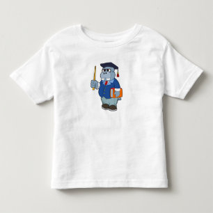Hippo as Professor with Book Toddler T-shirt
