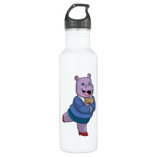 Hippo as Secretary with Notepad 710 Ml Water Bottle