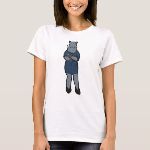 Hippo as Secretary with Notepad & Pen T-Shirt