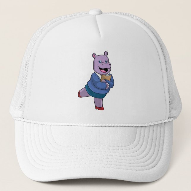 Hippo as Secretary with Notepad Trucker Hat (Front)