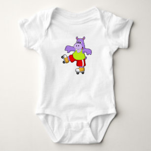 Hippo as Skater with Inline skates Baby Bodysuit