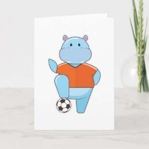 Hippo as Soccer player with Soccer ball Card