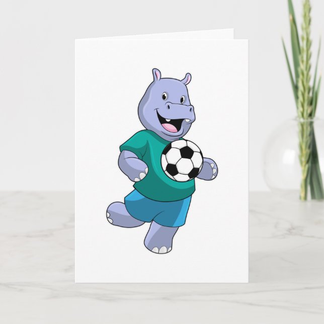 Hippo as Soccer player with Soccer Card (Front)