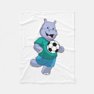 Hippo as Soccer player with Soccer Fleece Blanket