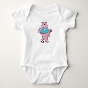 Hippo as Soccer player with Soccer.PNG Baby Bodysuit