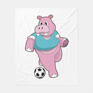 Hippo as Soccer player with Soccer.PNG Fleece Blanket