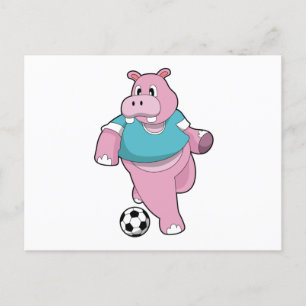 Hippo as Soccer player with Soccer.PNG Postcard