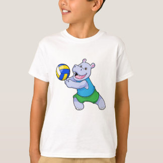 Hippo as Volleyball player with Volleyball T-Shirt