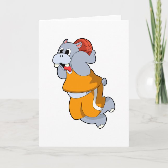 Hippo at Basketball Sports Card (Front)