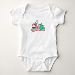 Hippo at Diving with Snorkel Baby Bodysuit