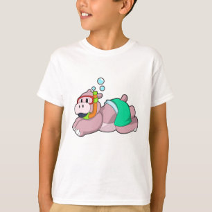 Hippo at Diving with Snorkel T-Shirt