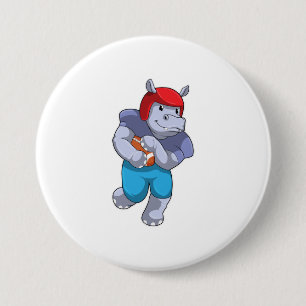 Hippo at Football Sports 3 Inch Round Button