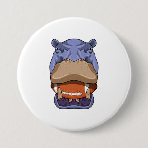 Hippo at Football Sports 3 Inch Round Button