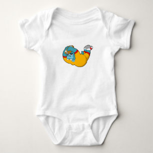 Hippo at Football Sports Baby Bodysuit