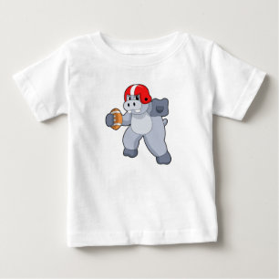 Hippo at Football Sports Baby T-Shirt