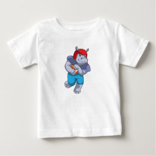 Hippo at Football Sports Baby T-Shirt