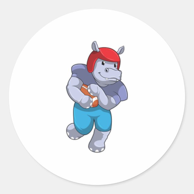 Hippo at Football Sports Classic Round Sticker (Front)