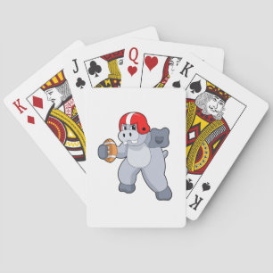 Hippo at Football Sports Playing Cards