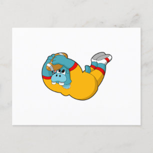 Hippo at Football Sports Postcard