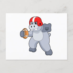 Hippo at Football Sports Postcard