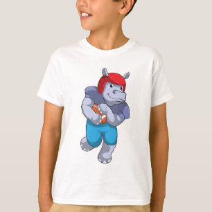 Hippo at Football Sports T-Shirt