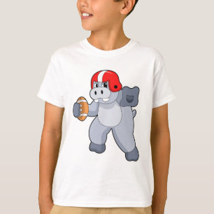 Hippo at Football Sports T-Shirt