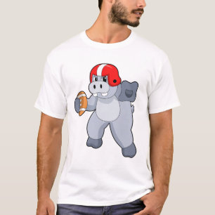 Hippo at Football Sports T-Shirt
