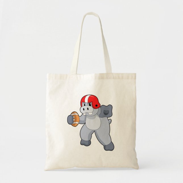 Hippo at Football Sports Tote Bag (Front)