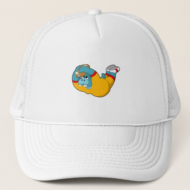 Hippo at Football Sports Trucker Hat (Front)