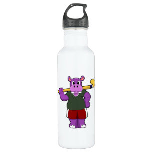 Hippo at Hockey with Hockey bat 710 Ml Water Bottle
