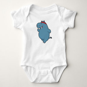 Hippo at Running with Headband Baby Bodysuit