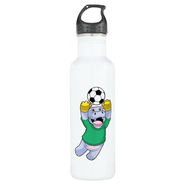 Hippo at Soccer Sports 710 Ml Water Bottle (Front)