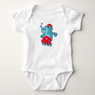 Hippo at Swimming with Swimming trunks Baby Bodysuit