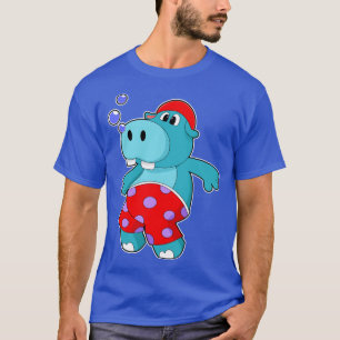 Hippo at Swimming with Swimming trunks T-Shirt